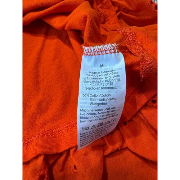 J. CREW sleeveless shirt/blouse,   size medium, Coral/Red with Islet lace ruffle - Picture 6 of 8